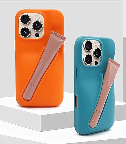 Jtsery Lipgloss Holder Case for iPhone 16, Lip Gloss Case Lipstick Lip Glaze Stylish Silicone Funny Women Girls Cover for iPhone 16 6.1 inch 2024 (Pink) thumbnail 3