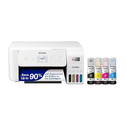Epson EcoTank ET-2800 Wireless Color All-in-One Cartridge-Free Supertank Printer with Scan and Copy – The Ideal Basic Home Printer - White, Medium - White - Image 1