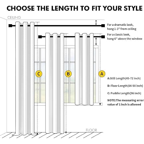 MIULEE White 100% Blackout Curtains for Bedroom 63 Inch Long, 2 Thick Layers Thermal Insulated Black Out Window Curtains with Black Liner, Noise Reducing Grommet Living Room Drapes 2 Panels Set thumbnail 8