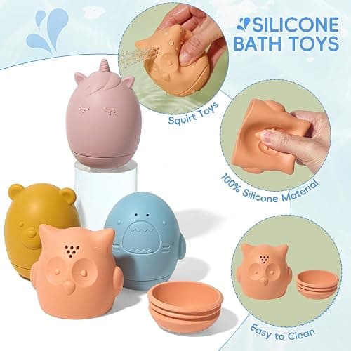 Baby Bath Toys 16 Pack Easy-Clean & Squeezable Silicone Bath Toys for Babies 6-12 Months Mold Free Bath Toys Toddlers 2-4 Bathtub Water Pool Toys thumbnail 3