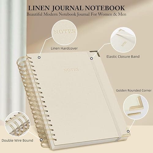 ALKALO Spiral Notebook Journal, 328 Pages Linen Hardcover College Ruled Notebook, Lined Thick Journals for Women Men, A5 Thick Spiral Journal for Writing, 100GSM Paper, Cute Notebooks for Work School thumbnail 4