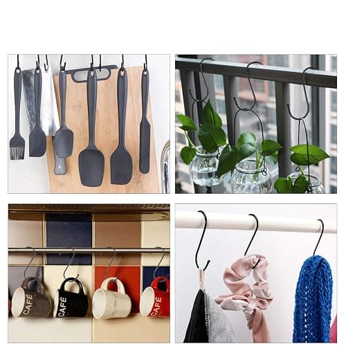 Evob 30 Pack Black S Hooks Steel Hanging Hooks Heavy Duty S Hanger Hook Metal Kitchen Pot Rack Hooks Closet Hooks for Hanging Pan, Cups, Jeans, Plant thumbnail 5