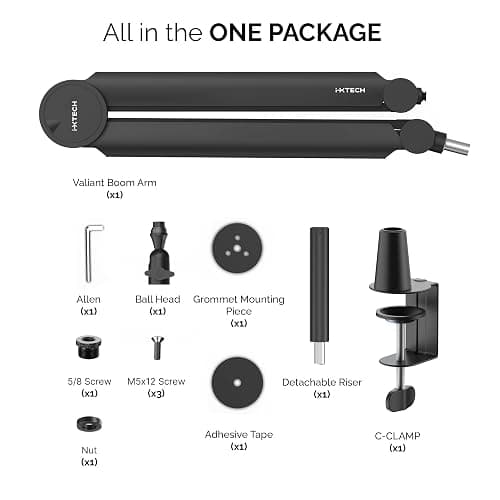 IXTECH Premium Microphone Boom Arm with Desk Mount, 360° Rotatable, Fully Adjustable, for Podcast, Video, Gaming, Radio, Studio, Recording, Sturdy and Universal VALIANT Model thumbnail 9