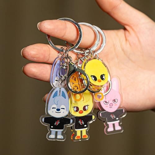 Feenmai Cartoon Keychain for Kids, Stray Kids Keychain Cute Animal Pendant, Acrylic Double Sided Pattern SKZ Backpack Pendant thumbnail 5