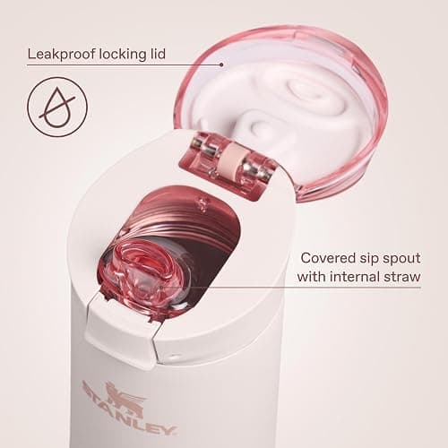 STANLEY Flowstate Spring Bottle | Leakproof Water Bottle with Carry Strap & Flip-Top Locking Lid | Insulated Stainless Steel | Fits Most Cup Holders | BPA-Free | 20 oz | Rose Quartz thumbnail 6
