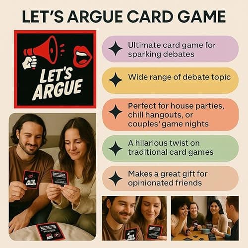 Kocak Gold Let’s Argue Card Game - Lets Debate Discussion Conversation Starter Party Game for Adults - Game Night Activity for Family Couples thumbnail 3
