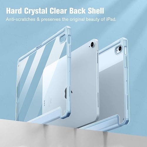 Fintie Hybrid Slim Case for iPad Air 11-inch M3 (2025) / M2 (2024), iPad Air 5th (2022) / 4th Generation (2020) 10.9 Inch - Shockproof Cover with Clear Back Shell & Pencil Holder, Sky Blue thumbnail 5