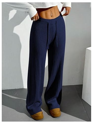 Verdusa Women's Straight Leg Baggy Sweatpants Comfy Lounge Pants Wide Leg Yoga Workout Knit Trousers Fall Outfits 2025 thumbnail 6