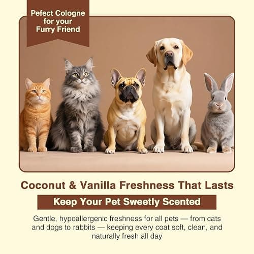 ulroyda Dog Cologne & Pet Perfume – Long-Lasting Coconut & Vanilla Scent | Alcohol-Free Deodorizing Spray for Dogs & Cats, Gentle Non-sticky Grooming Formula, 4.06 oz thumbnail 7