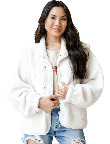 Aoang Womens Winter Coats Casual Lapel Long Sleeve Fleece Faux Fur Jacket thumbnail 2