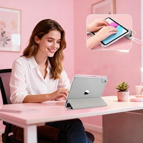 RONWTIMES Slim Case for iPad (A16) 11th Generation 11 Inch (2025), iPad 10th Generation 10.9 Inch (2022) with Pencil Holder, Shockproof Clear Hard Back Cover for Women Girls, Black Checkered thumbnail 7
