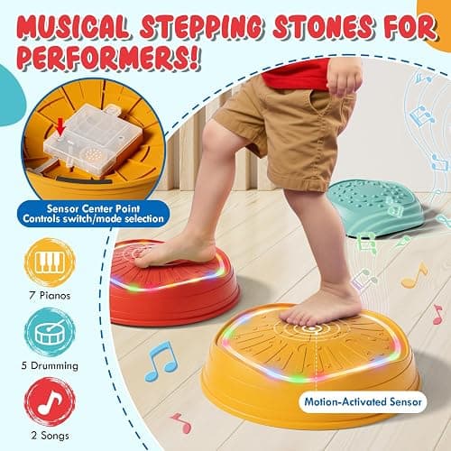 Lehoo Castle Stepping Stones for Kids, Non-Slip Toddler Stepping Stones, Indoor & Outdoor Sensory Toys for Toddlers 1-3, Balance Board Obstacle Course for Kids 3-5 thumbnail 3