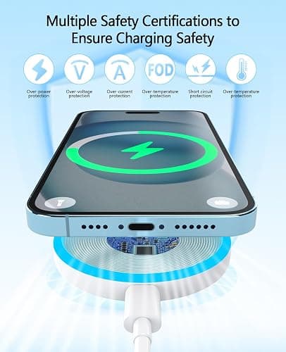 Magnetic Wireless Charger 15W with 20W Adapter & 6ft Cable – MagSafe Charger for iPhone 16/15/14/13/12 Pro/Max/Plus/Mini & AirPods 3/2/Pro – Fast Wireless Charging Pad for Home, Office, Travel thumbnail 4