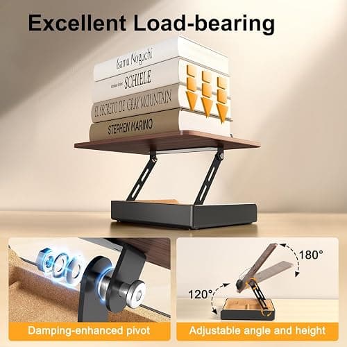 HUMANCOZY Book Stand with Storage, Book Holder for Reading Hands Free, Wooden Cookbook Stand for Kitchen Counter, Adjustable Reading Stand for Desk, Recipe Stand, Book Prop for Book Lovers thumbnail 7