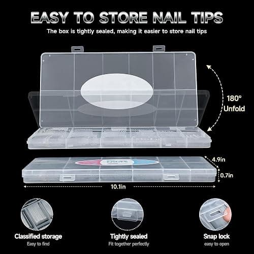 AKA Unicorn 240Pcs Soft Gel Nail Tips, Long Square Clear Full Cover Fake Nails, XXL Acrylic Nail Extensions Kit, Clear Press On Nails Tips for Home DIY & Beginner, 12 Sizes thumbnail 7