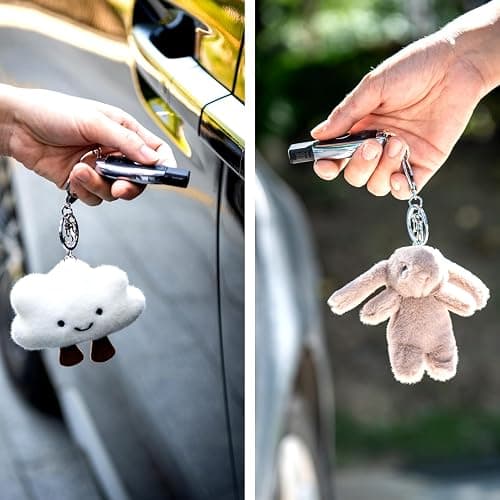 Cute Keychain Bunny Plush Rabbit Key Chain Kawaii Smiling Cloud Keychains for Women Girl, Bag Purse Backpack Charms (2PCS) thumbnail 2
