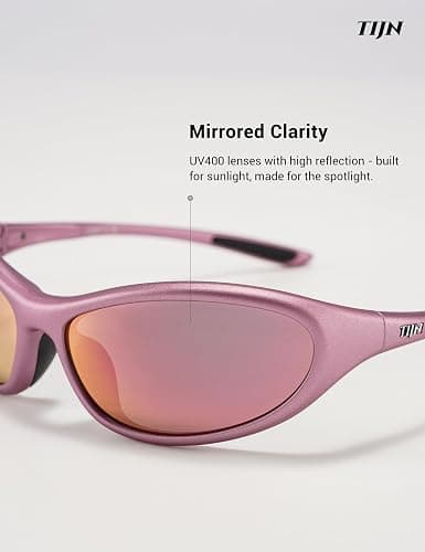 TIJN Sports Sunglasses for Men Women UV400 Wraparound Cycling Running Golf Motorcycle Glasses, Wide Fit Outdoor Shades, Vanta thumbnail 5
