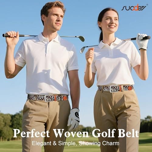 SUOSDEY Elastic Fabric Braided Belts for Men, Stretch Woven Belts for Golf Casual Jeans Shorts thumbnail 2