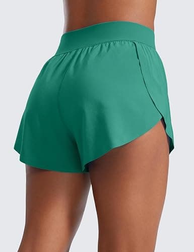 CRZ YOGA High Waisted Split Running Shorts 3" | Mesh Liner, Quick Dry, Lightweight, for Women thumbnail 2