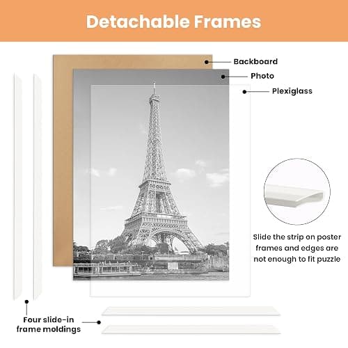 upsimples 12x16 Picture Frame White 3 Pack, Scratch-Proof Poster Frames 12 x 16 for Photo Gallery - Slide-In Strips, Horizontal or Vertical Wall Mounting thumbnail 5