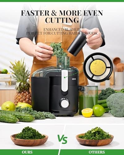 GDOR Juicer Machine, Electric Centrifugal Juicer with Titanium Enhanced Cut Disc, Dual Speeds with 2.5" Feed Chute, for Fruits and Veggies, Anti-Drip, Includes Cleaning Brush, BPA-Free Black thumbnail 3