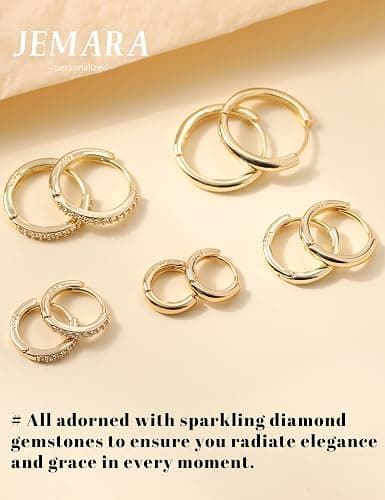 JEMARA Silver Hoop Earrings Minimalist 14K Gold Plated Hypoallergenic 925 Silver Huggie Cartilage Sleepers Earrings for Women Men thumbnail 6