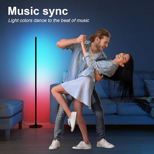 Lanmonlily Corner Floor Lamp, RGB Corner Lamp Compatible with Alexa, Smart Modern Floor Lamp with Music Sync 16 Million DIY Colors & 68+ Scene for Bedroom Living Room and Gaming Rooms thumbnail 4