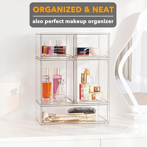 SpaceAid Bottle Storage Organizer Baby - Acrylic Bottles Station Organizer Container, Stackable Clear Drawers for Countertop, Vanity, Bathroom, Cabinet, Pantry Organization, 5 Pack, 2S2M1L, 15.4" H thumbnail 4