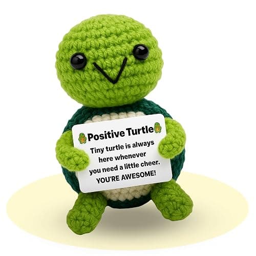 PICKLE BUDDIES Positive Turtle New - Positive Crochet Animals Handmade Emotional Support Crochet Doll Desk Decor Pickle Gifts Emotional Support Plush for Anxiety & Stress Relief thumbnail 2