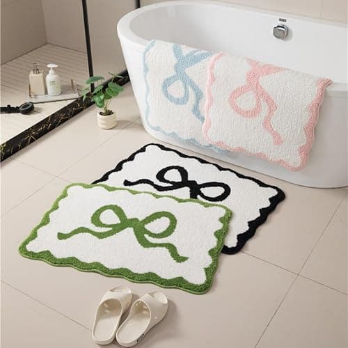 Alwoligag Pink Scalloped Bathroom Mat 26x18, Soft Absorbent Bath Mats, Machine Washable Microfiber Floor Mats for Bathroom Tubs, Sinks and Showers thumbnail 6