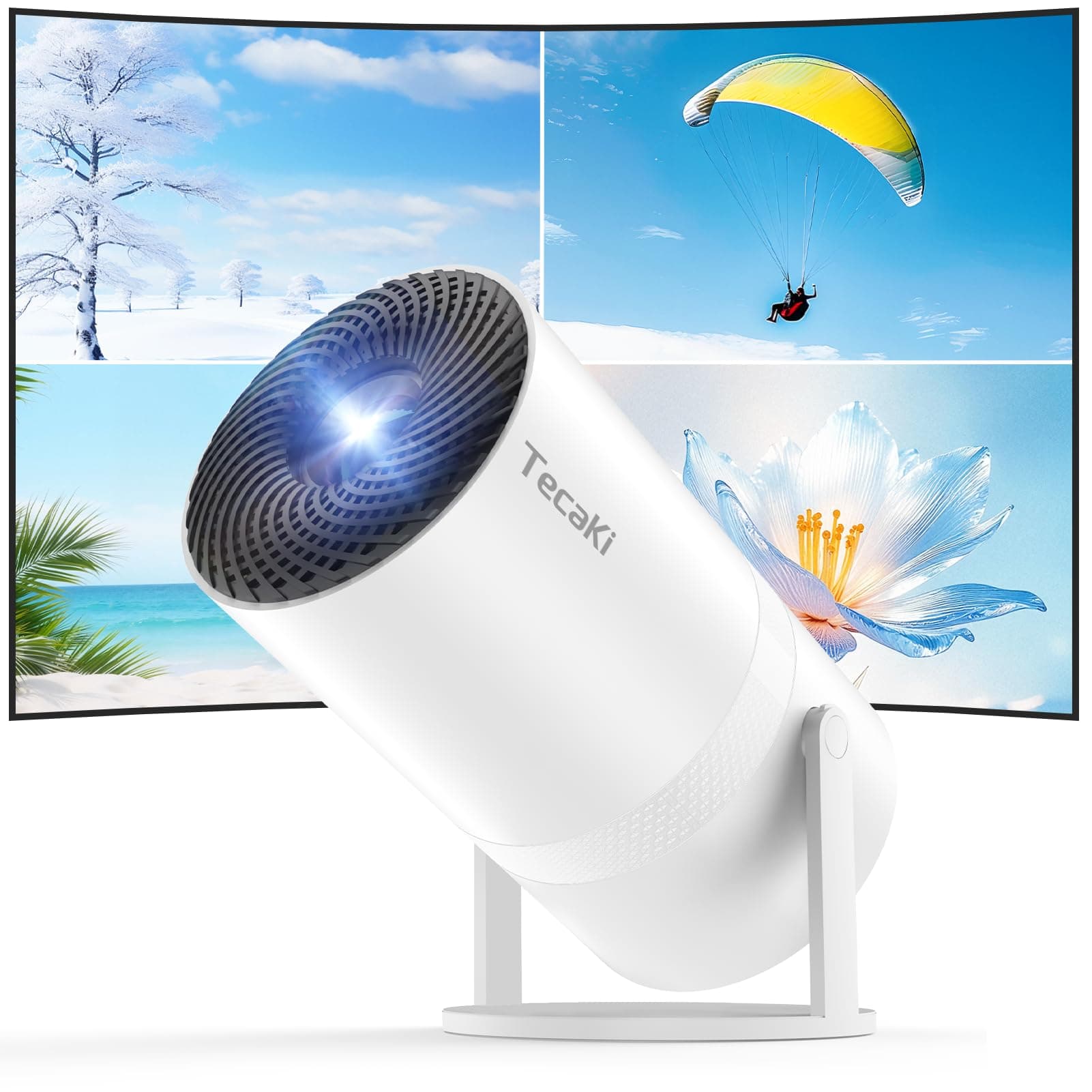 Mini Projector Full HD 1080P, Portable Projector with WiFi and Two-Way Bluetooth, 180° Rotatable, Auto Vertical Keystone, Dust Removal Design, Compatible with Smartphone, TV Stick, HDMI - Image 1