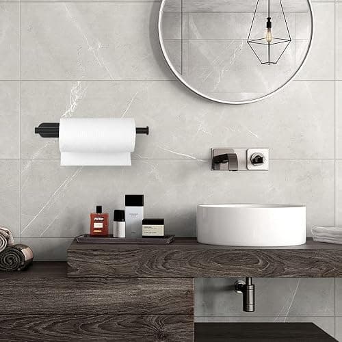 Fvviia Paper Towel Holder Under Cabinet, Self Adhesive and Drilling Paper Towel Holder Wall Mount, Under Cabinet Paper Towel Holder for Kitchen Bathroom, SUS304 Stainless Steel thumbnail 9