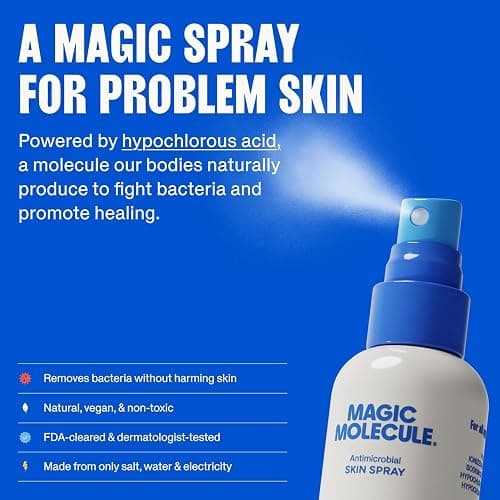 Magic Molecule Hypochlorous Acid Spray for Breakout-Prone Skin, Eczema & Itchy Rashes | Helps 50+ Dermal Issues | For All Skin Types 3.4 oz (Pack of 2) Travel-Friendly thumbnail 3