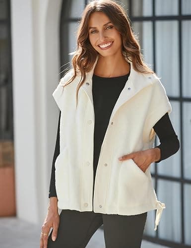 Yeokou Women's Fleece Vest Casual Sleeveless Button Down Winter Warm Sherpa Jacket with Pockets thumbnail 2