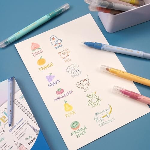 WRITECH Gel Pens Fine Point:0.5mm Silent Retractable Extra Fine Needle Point Smooth Writing Pen Dual Tip Highlighter Markers: Aesthetic Fine & Chisel Tip thumbnail 8