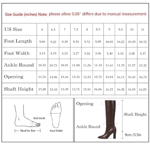 Easyfox Knee High Boots Women Pointed Toe Chunky Heel Fall Tall Boots Side Zipper Faux Leather Long Boots for Women thumbnail 7
