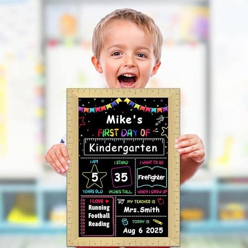 JUESMOS First & Last Day of School Sign with Ruler Frame | 9.8"x13.8" Back to School Board Sign for Kids Girls Boys Reusable 1st Day of School Chalkboard Sign for Kindergarten thumbnail 6