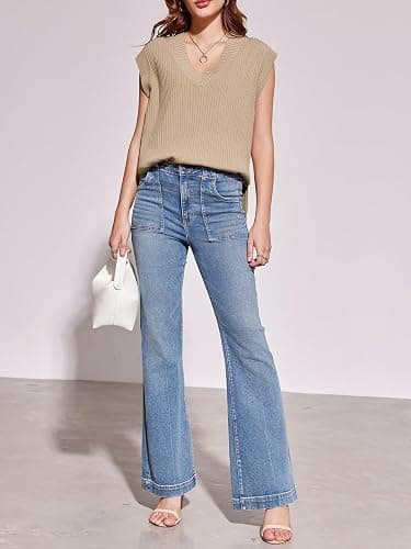Saodimallsu Womens V Neck Sweater Vest Oversized Ribbed Knit Sleeveless Casual Loose Fit Pullover Tank Top thumbnail 5