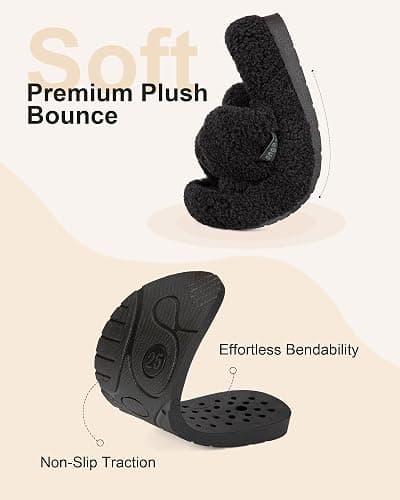 LongBay Womens Orthopedic Arch Support Slippers Fuzzy Open Toe Memory Foam House Shoes Bow Crossbands Indoor Bedroom Slides Gift thumbnail 5