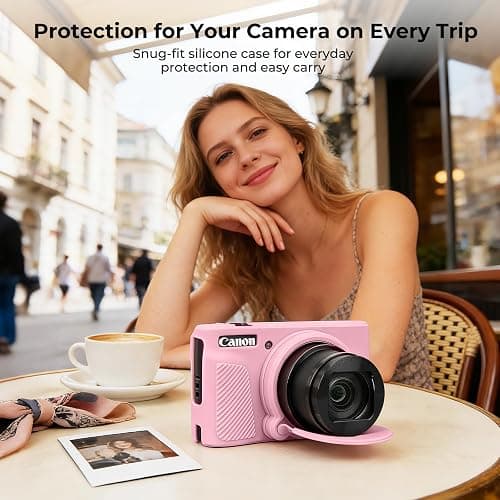 Kliksys Case for Canon PowerShot SX740 HS, SX730 HS Camera - Pink | Canon SX740 HS Cover and Accessories, Soft Silicone Case with Removable Lens Cover, 2 Screen Protectors & 1 Wrist Strap thumbnail 2