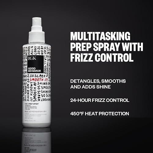 IGK GOOD BEHAVIOR 4-in-1 Prep Spray | Leave In + Detangle + Heat Protectant | Vegan + Cruelty Free | thumbnail 2