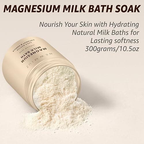 Creamy Magnesium Milk Bath Soak Powder Moisturize Soften Skin Coconut Vanilla Shea Butter Luxury Spa Bath Salt Relaxation Selfcare Gifts for Women thumbnail 4