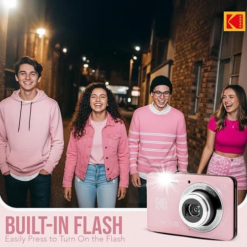 Kodak PixPro Friendly Zoom FZ55 16MP 1080p Full HD Digital Camera with 5X Optical Zoom Vlogging Camera (Pastel Pink) thumbnail 5
