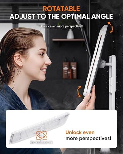 Heated Shower Mirror Fogless for Shaving 2025 New, 3 Colors Stepless Dimmable Lights Anti Fog Shower Mirror, Fog Free Mirror for Shaving with Razor Holder for Men, NO-Drilling, Removable - White thumbnail 8