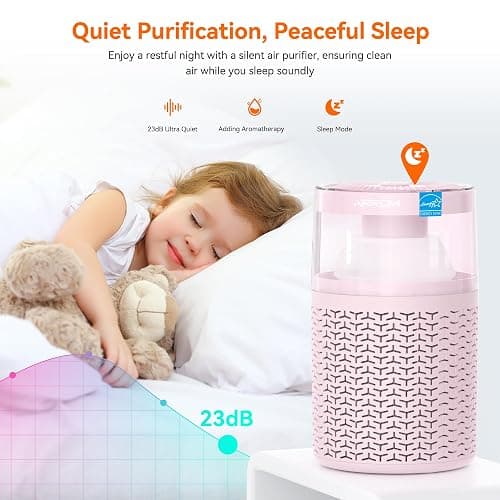 AIRROMI Pet Air Purifier for Home & Bedroom, HEPA Activated Carbon Filter, Removes Pet Dander & Odor, Allergies, Smoke, Hair, Night Light, Fragrance Sponge, Up to 658 ft², A2002 Pink thumbnail 8