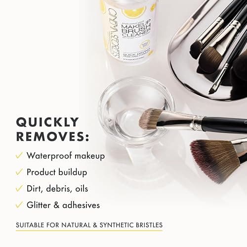 Cinema Secrets Original Makeup Brush Cleaner Solution - Professional Cleanser for Makeup Brushes - Quick-Drying, Rinse-Free Formula - Removes Stubborn Waterproof Make Up - Lemon thumbnail 4