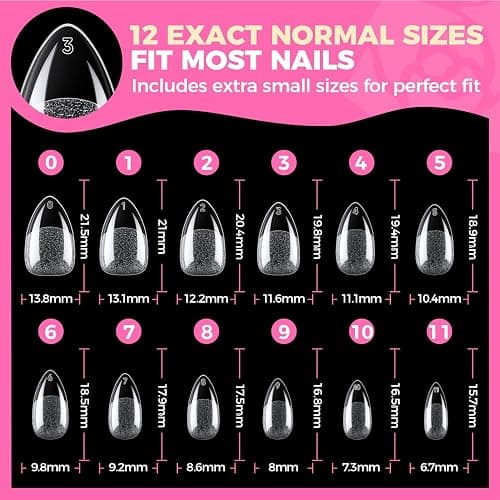 UNA GELLA Short Almond Nail Tips: 504PCS Short Fake Nails Soft Press On Gel Nail Tips Pre Shaped Almond Shape Home Nail Extension Full Cover, 12 Sizes Acrylic Gelly Tips thumbnail 8