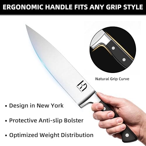 KnifeSaga Knife Set, 15 Pcs Kitchen Knife Block Set, Enduring Razor-Sharp Japanese High Carbon Stainless Steel Chef Knife Set with Block and Sharpener, Premium Black Knives Set for Kitchen thumbnail 4