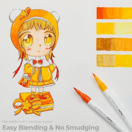 Ohuhu Marker Pens Water-Based, 64 Colours Dual Tip Art Markers Brush Pens for Adults Colouring Pens for Anime Manga Design, Calligraphy, Drawing, and Illustration, Odourless and Washable - 64 thumbnail 3
