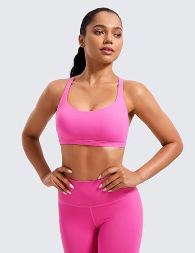 CRZ YOGA Naked Feeling Strappy Sports Bras for Women - Criss Cross Back Wireless Padded Cami Yoga Workout Top thumbnail 2